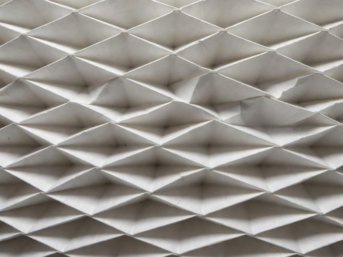 Close up view of the pleated paper folds in a HEPA air filter